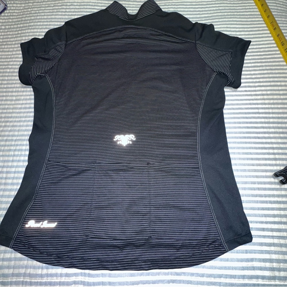 Pearl Izumi Women's Cycling Jersey Black Striped Short Sleeve Full Zip XL - Picture 3 of 7
